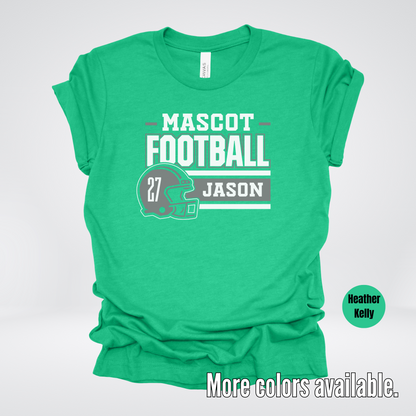 Custom Mascot, Number, & Name – Gray - Football Design 17 T-Shirt