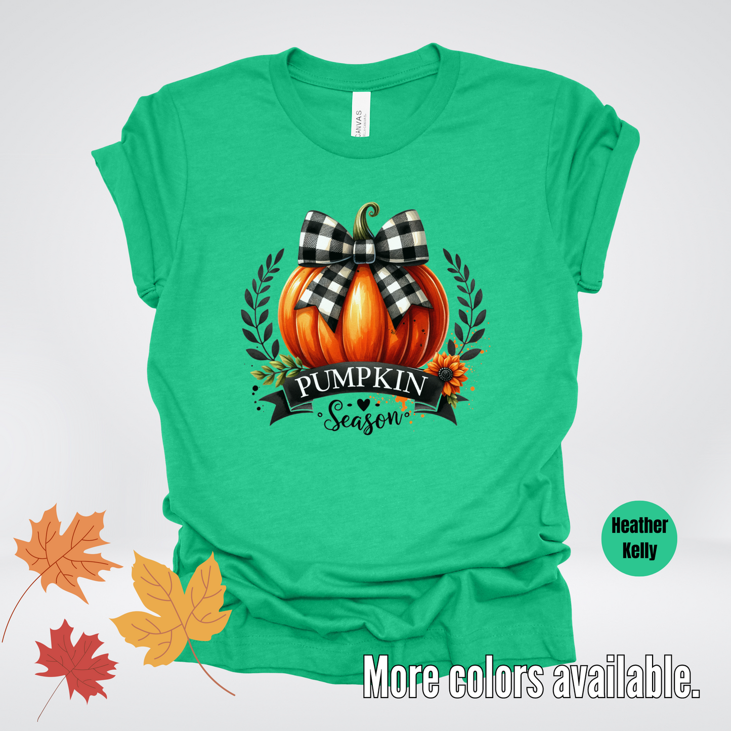 Pumpkin Season Black And While Flannel Coquette Bow T-Shirt