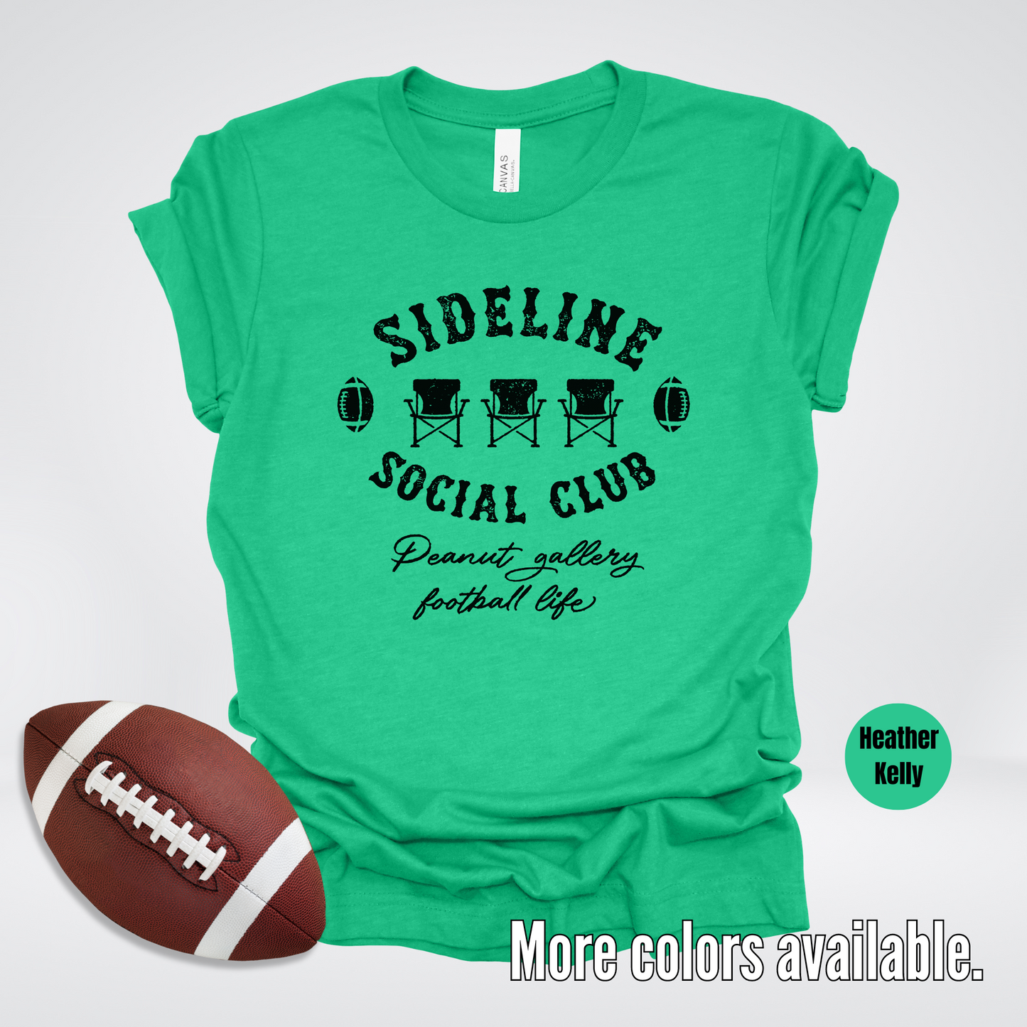 Sideline Social Club Peanut Gallery Football Life Black Design T-Shirt