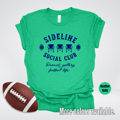 Sideline Social Club Peanut Gallery Football Life Navy Design T-Shirt