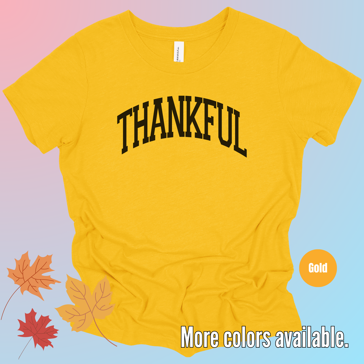 Thankful Varsity Youth T-Shirt - Black Design