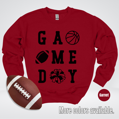 Game Day Basketball Football Cheer Black Design Crewneck Sweatshirt