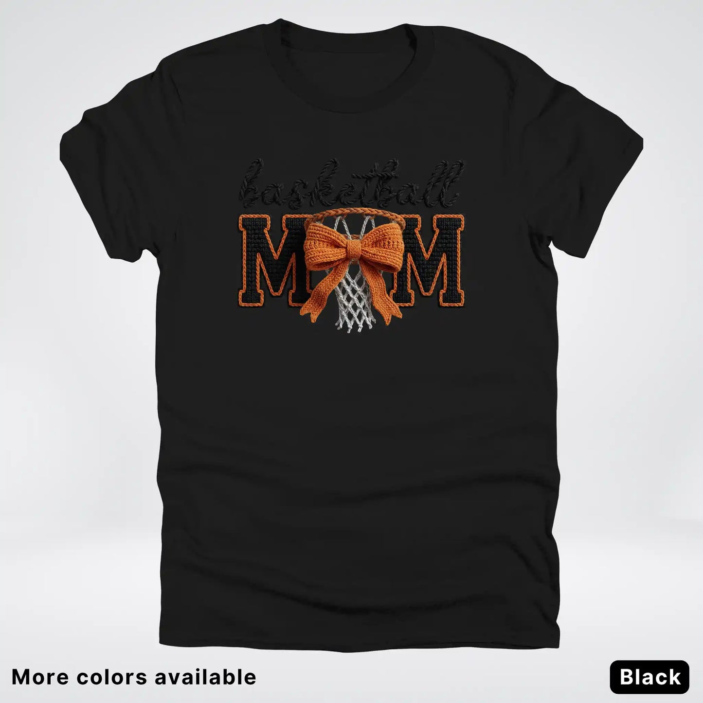 Basketball Mom – Faux Crochet Bow Basketball Graphic T-Shirt