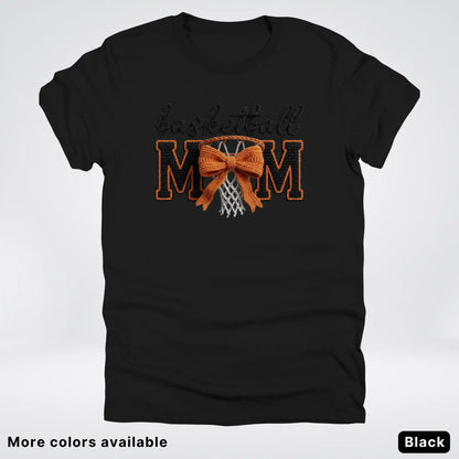 Basketball Mom – Faux Crochet Bow Basketball Graphic T-Shirt