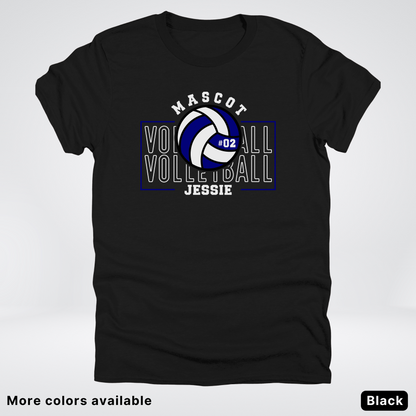 Custom Mascot, Number, & Name – Navy - Volleyball Design 13 T-Shirt