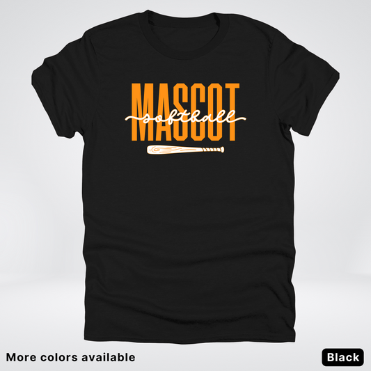 Custom Mascot – Orange - Softball Design 33 T-Shirt