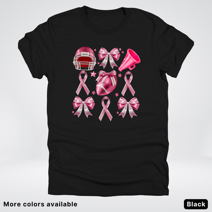 Coquette Glitter Bows and Football - T-Shirt
