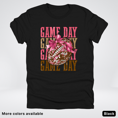 Game Day Pink Coquette Disco Football - T-Shirt
