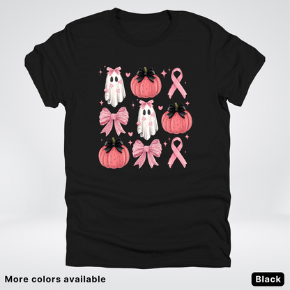 Pink Pumpkin Coquette Bow Cute Ghost - T-Shirt