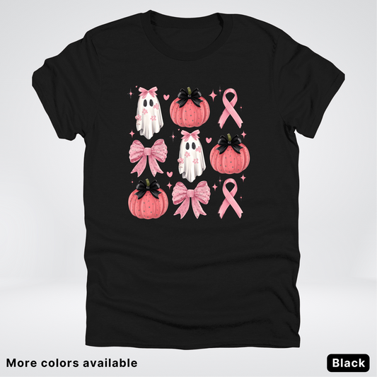 Pink Pumpkin Coquette Bow Cute Ghost - T-Shirt