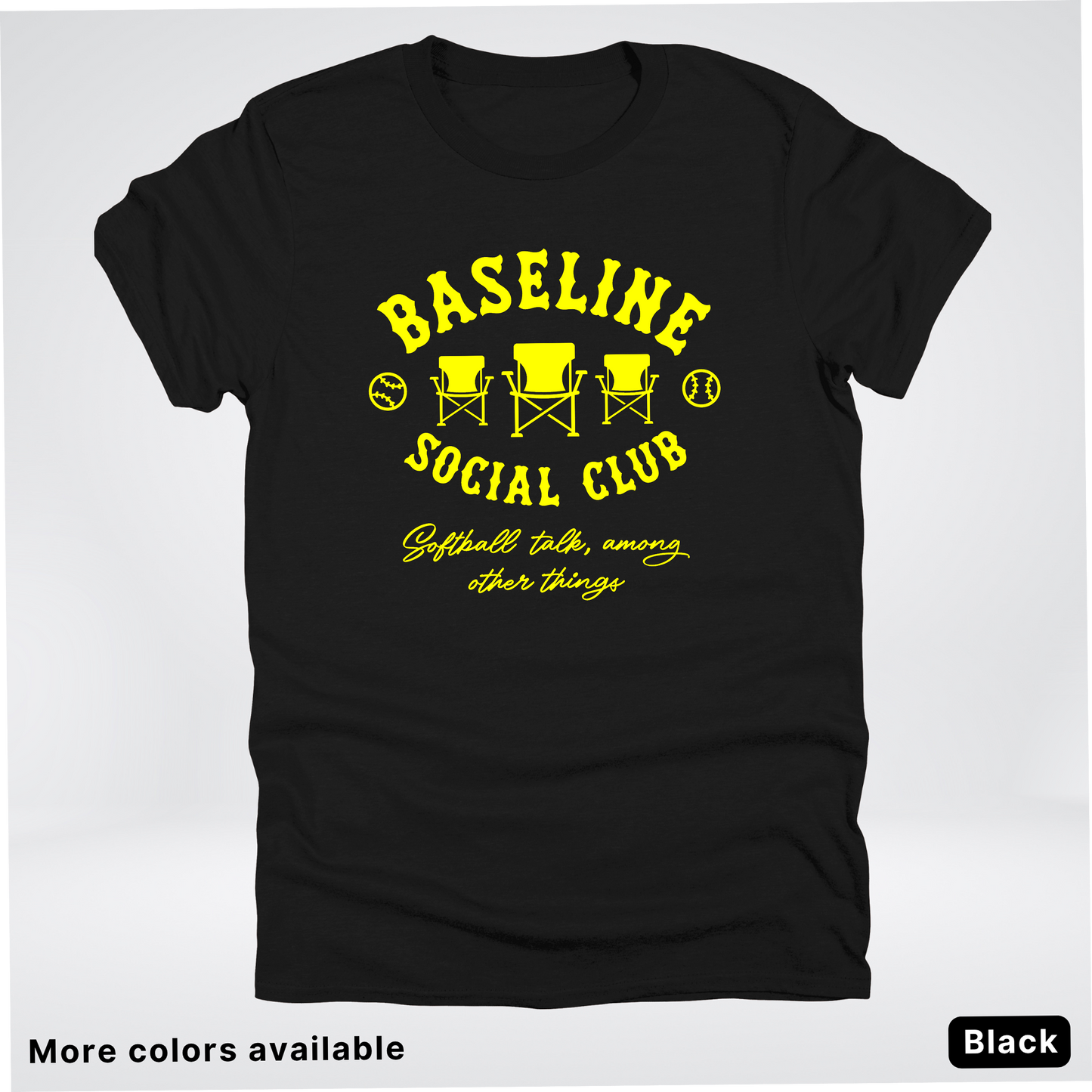 Baseline Social Club Softball – Yellow Design - T-Shirt