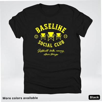 Baseline Social Club Softball – Yellow Design - T-Shirt