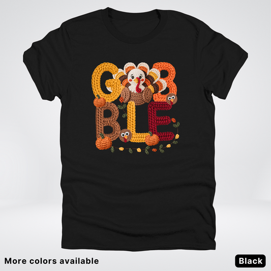 Turkey Gobble Pumpkin Fall Crochet - T-Shirts