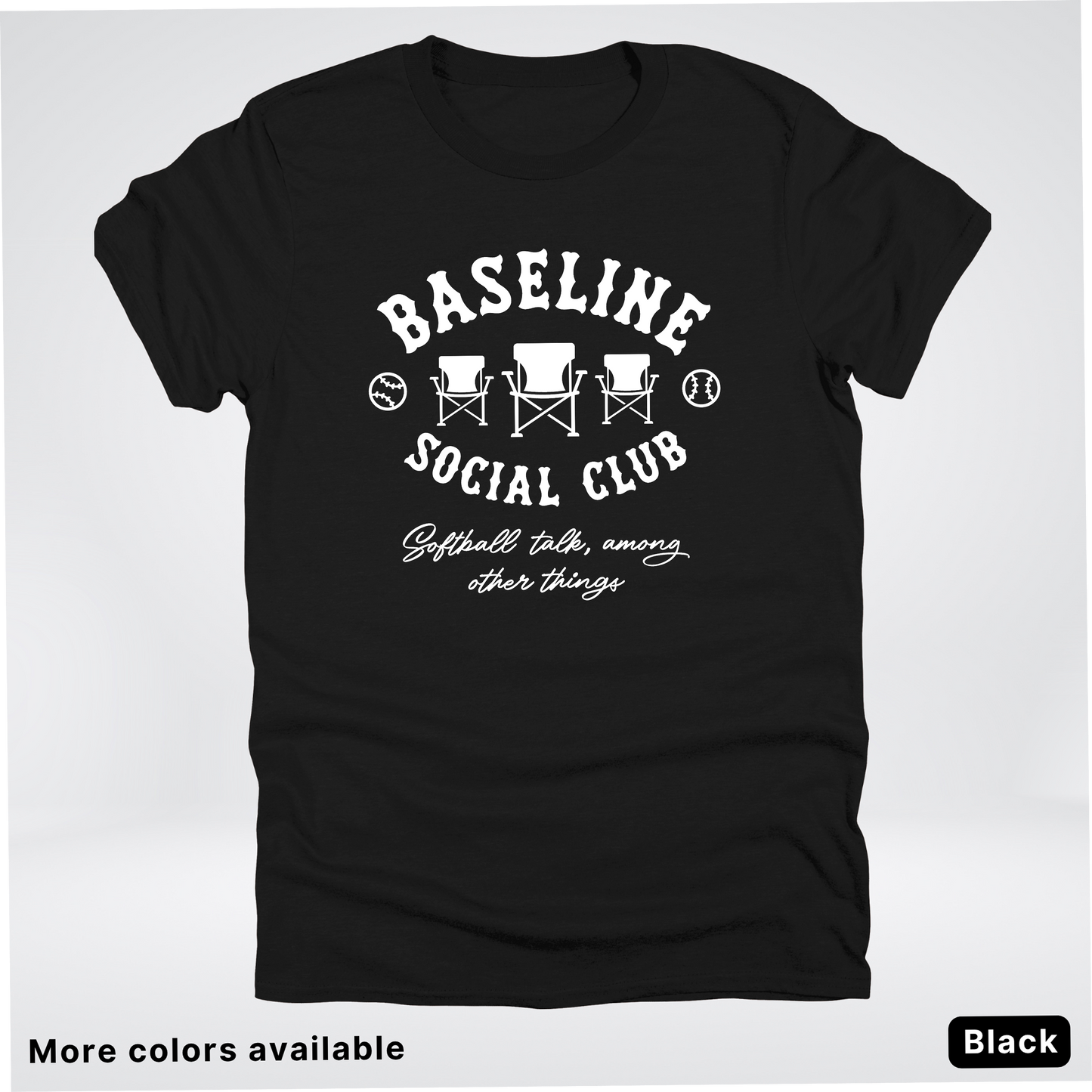 Baseline Social Club Softball – White Design – T-Shirt