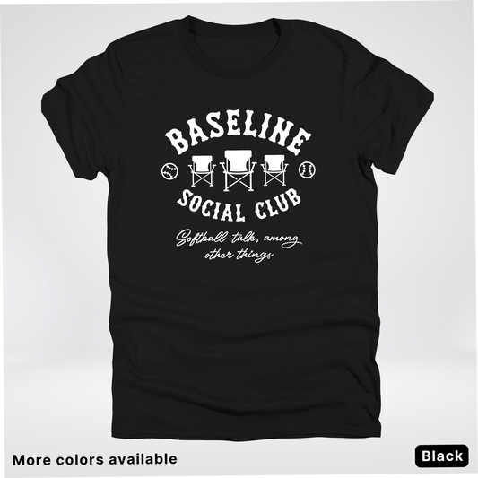 Baseline Social Club Softball – White Design – T-Shirt