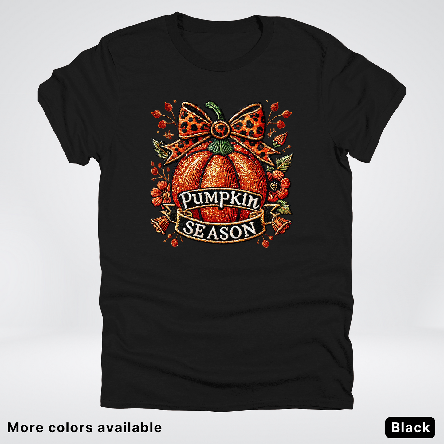 Pumpkin Season Leopard Print Bow Fall Autumn  - T-Shirts