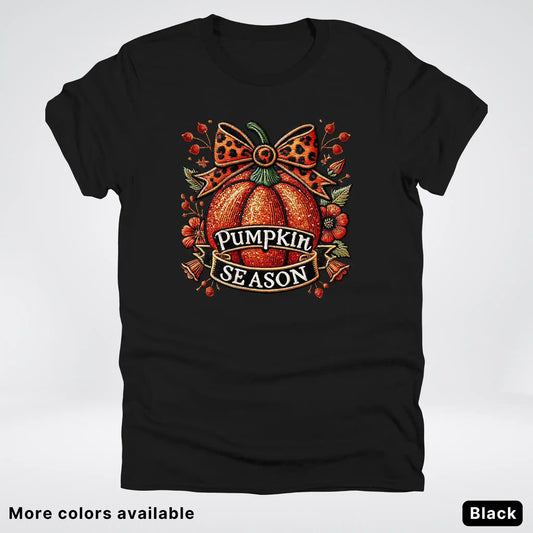 Pumpkin Season Leopard Print Bow Fall Autumn  - T-Shirts