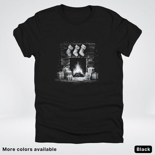 Vintage Christmas Fireplace Scene - T-Shirt