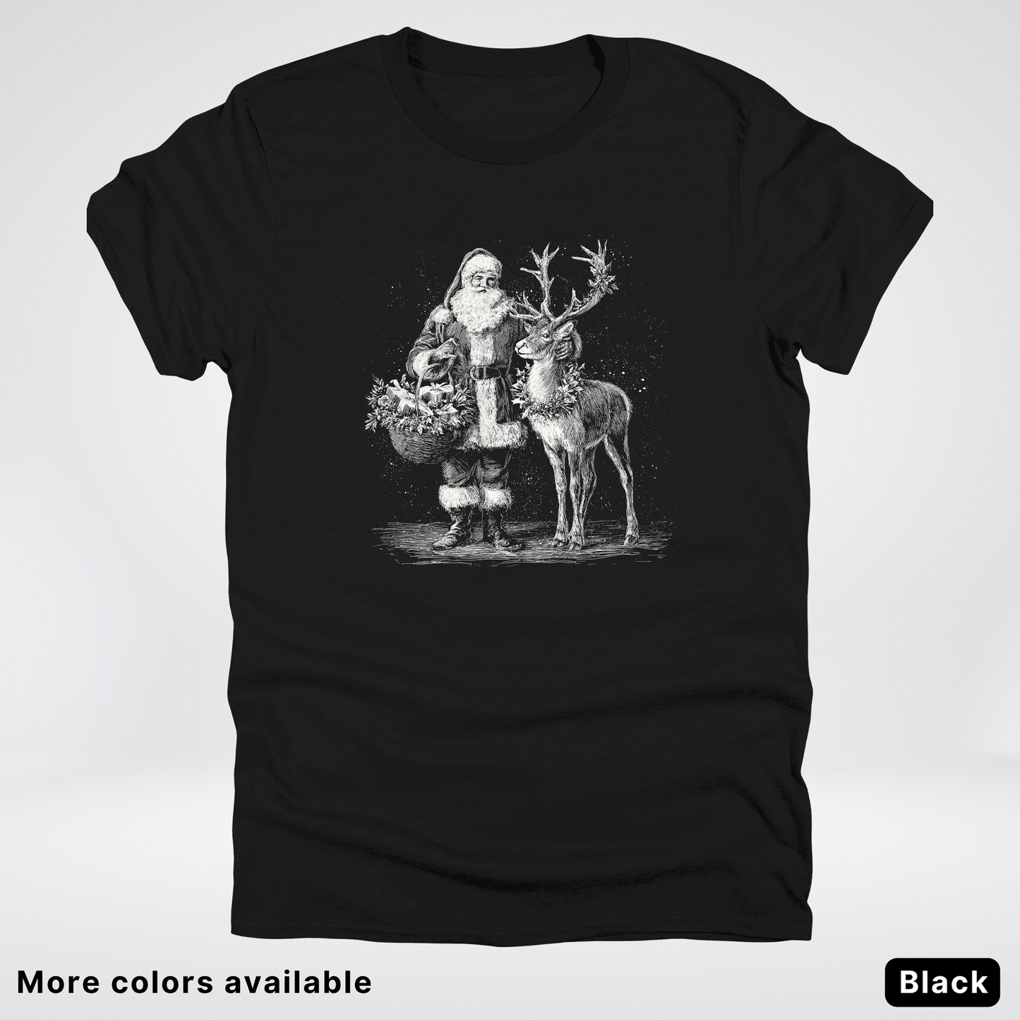 Vintage Santa and Reindeer - T-Shirt