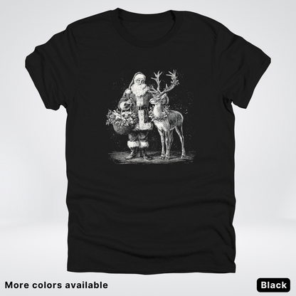Vintage Santa and Reindeer - T-Shirt