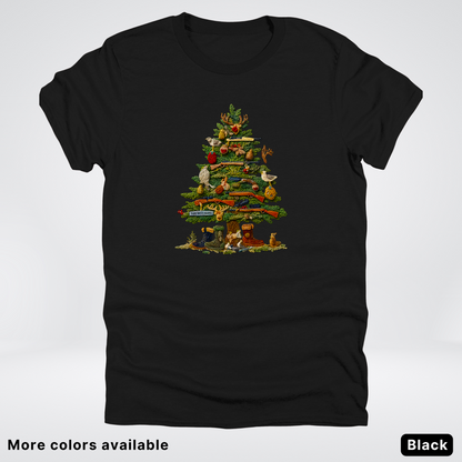 Woodland Critters Christmas Tree Hook Yard Faux - T-Shirt