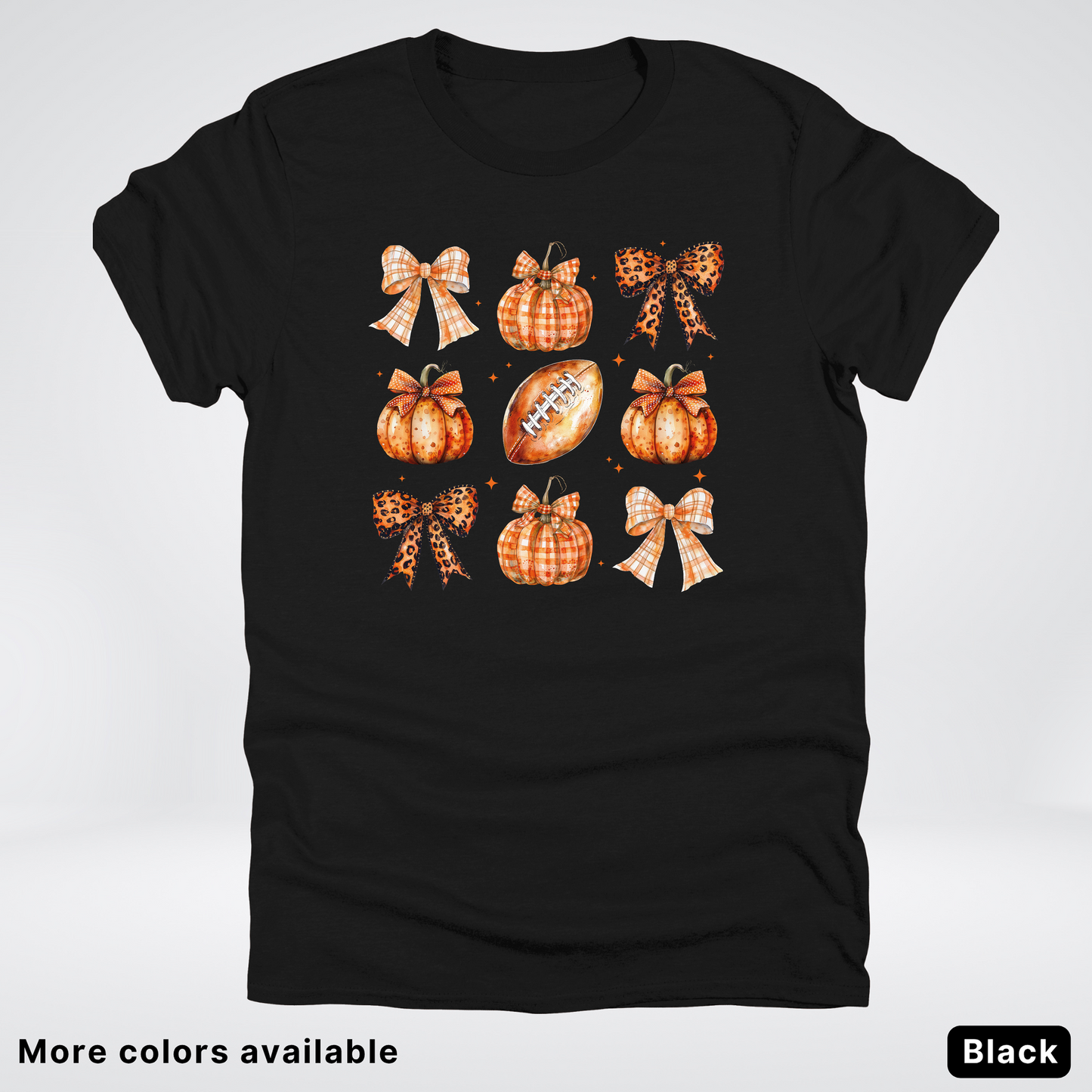 Football Coquette Ribbon Bow Plaid Pumpkin Fall - T-Shirt