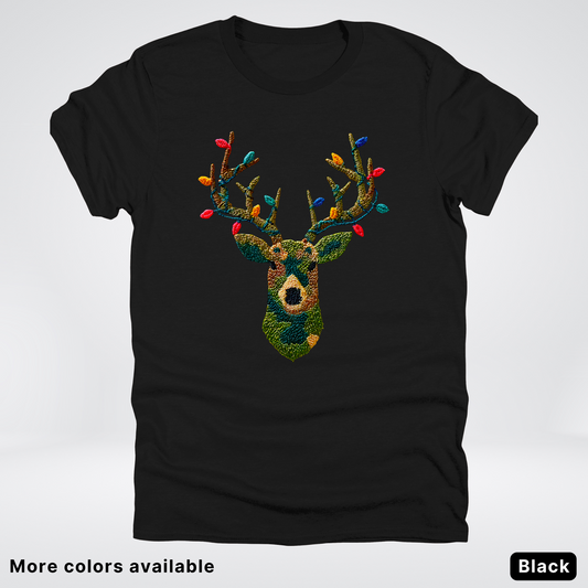 Rustic Reindeer Lights – Hook Yard Faux Texture - T-Shirt