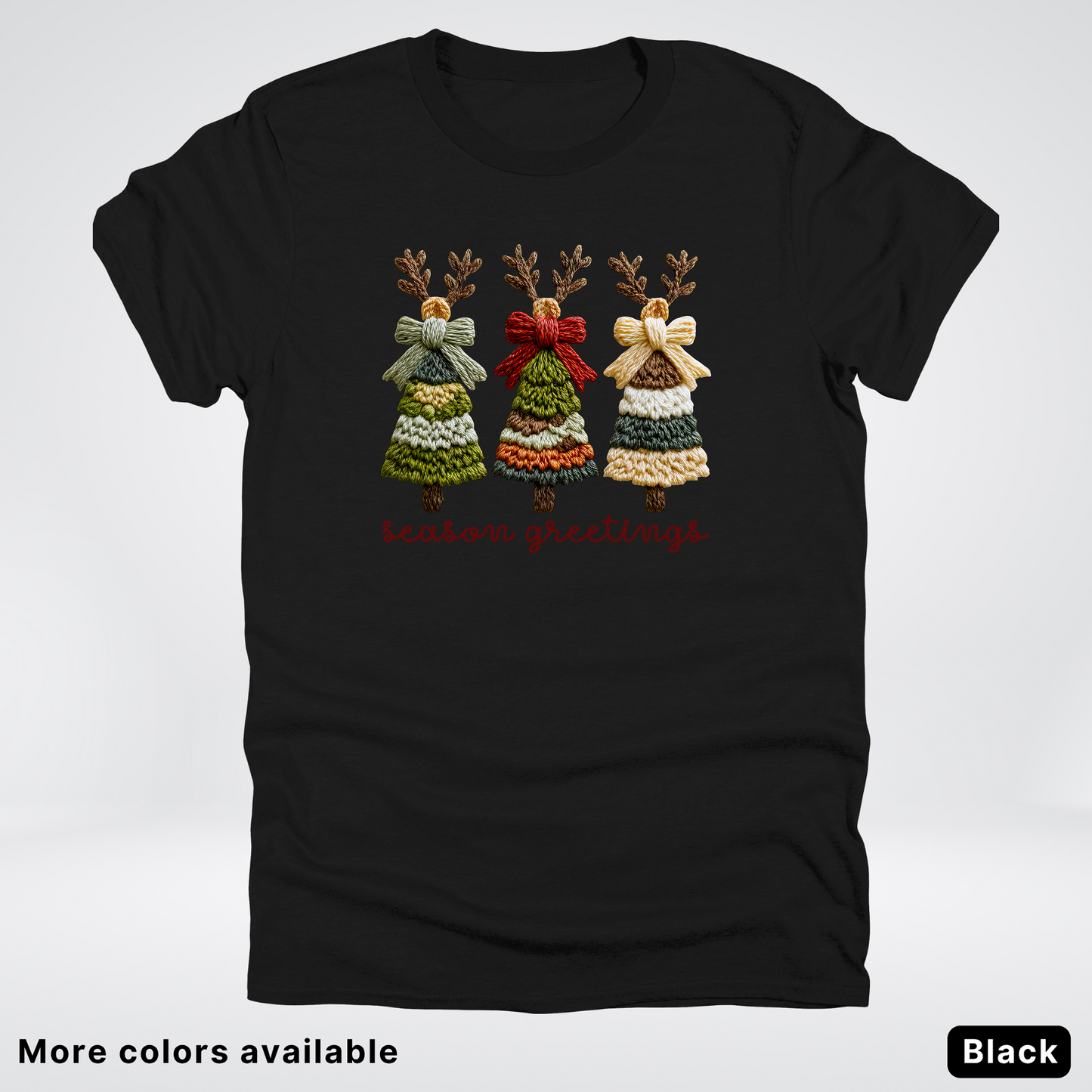 Season Greetings Reindeer Trees Hook Yard Faux - T-Shirt