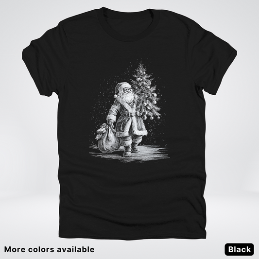 Vintage Santa with Christmas Tree - T-Shirt