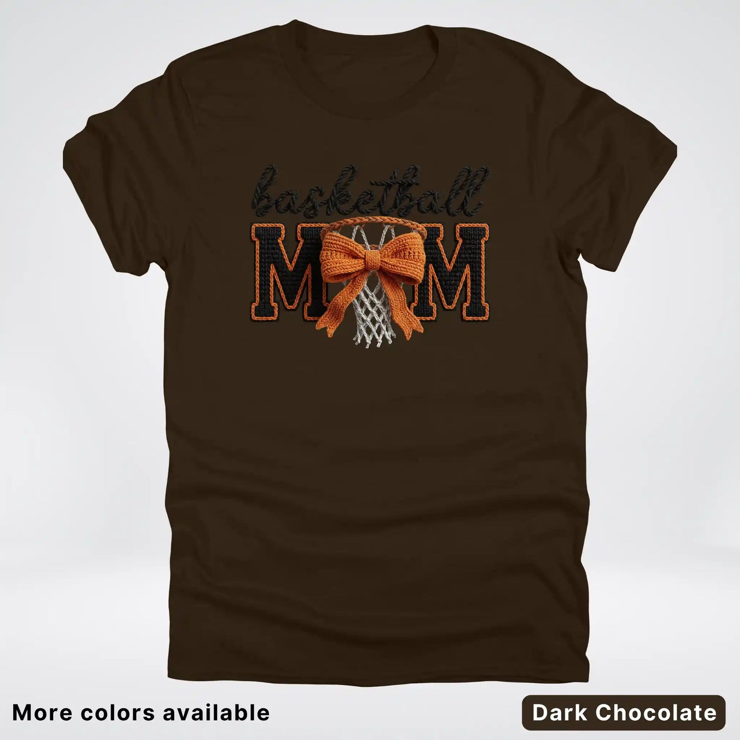 Basketball Mom – Faux Crochet Bow Basketball Graphic T-Shirt