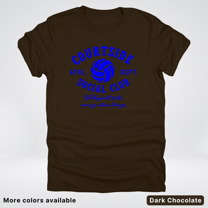 Courtside Social Club – Blue Design – Volleyball T-Shirt