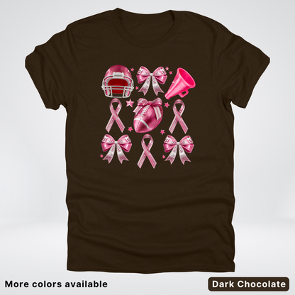 Coquette Glitter Bows and Football - T-Shirt