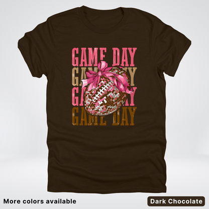 Game Day Pink Coquette Disco Football - T-Shirt