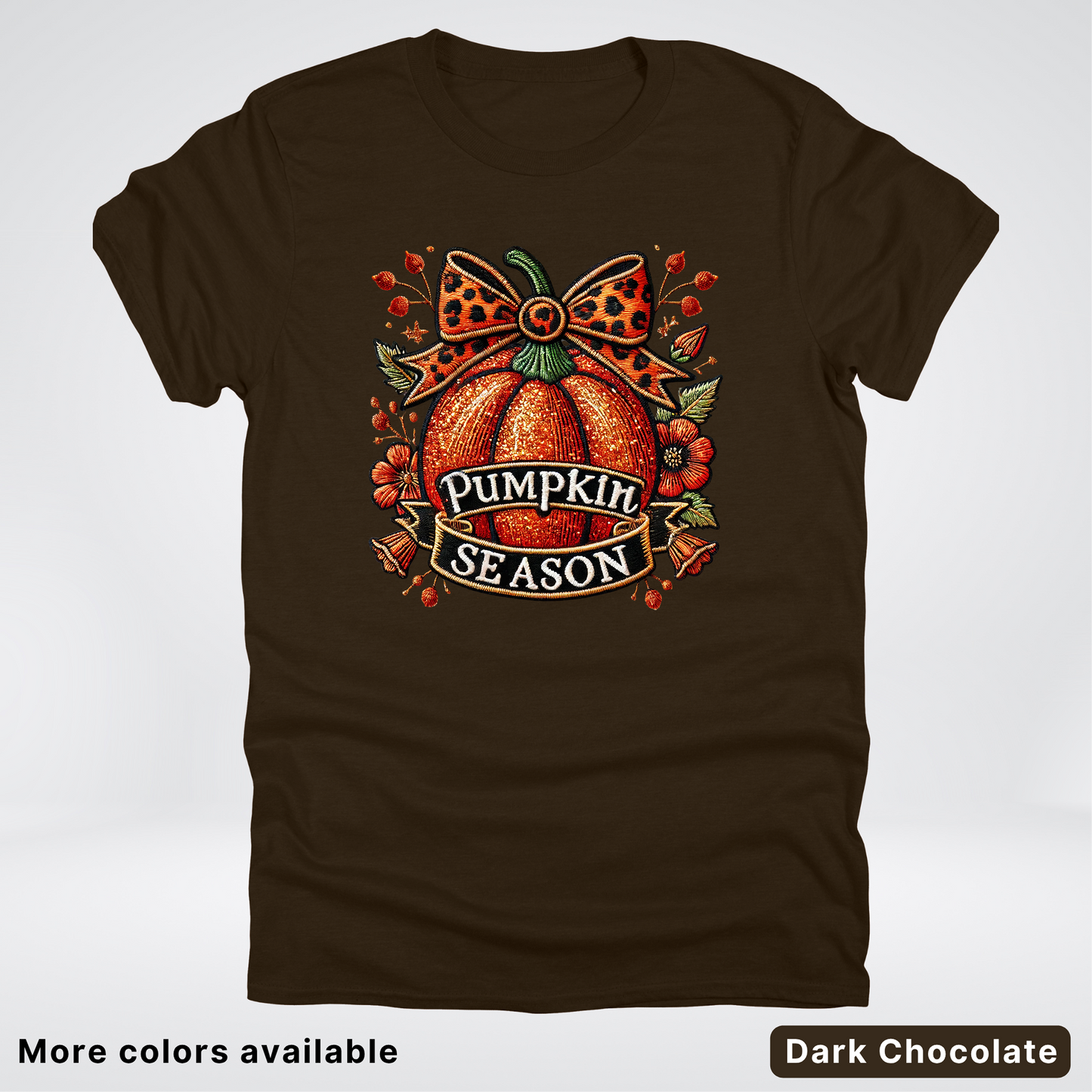 Pumpkin Season Leopard Print Bow Fall Autumn  - T-Shirts