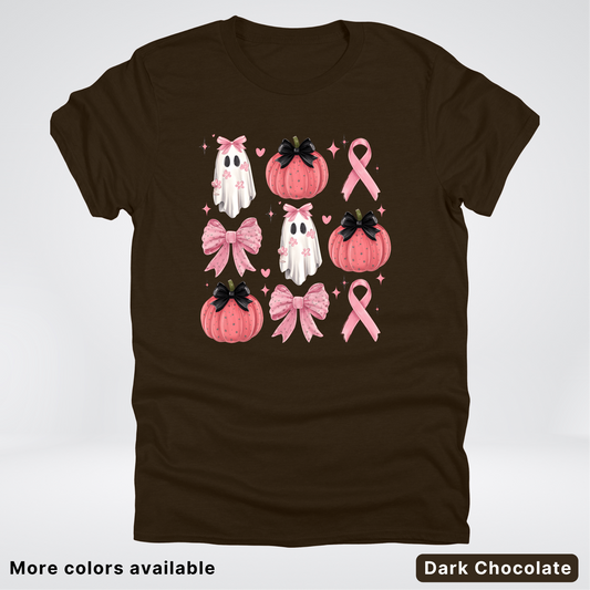 Pink Pumpkin Coquette Bow Cute Ghost - T-Shirt