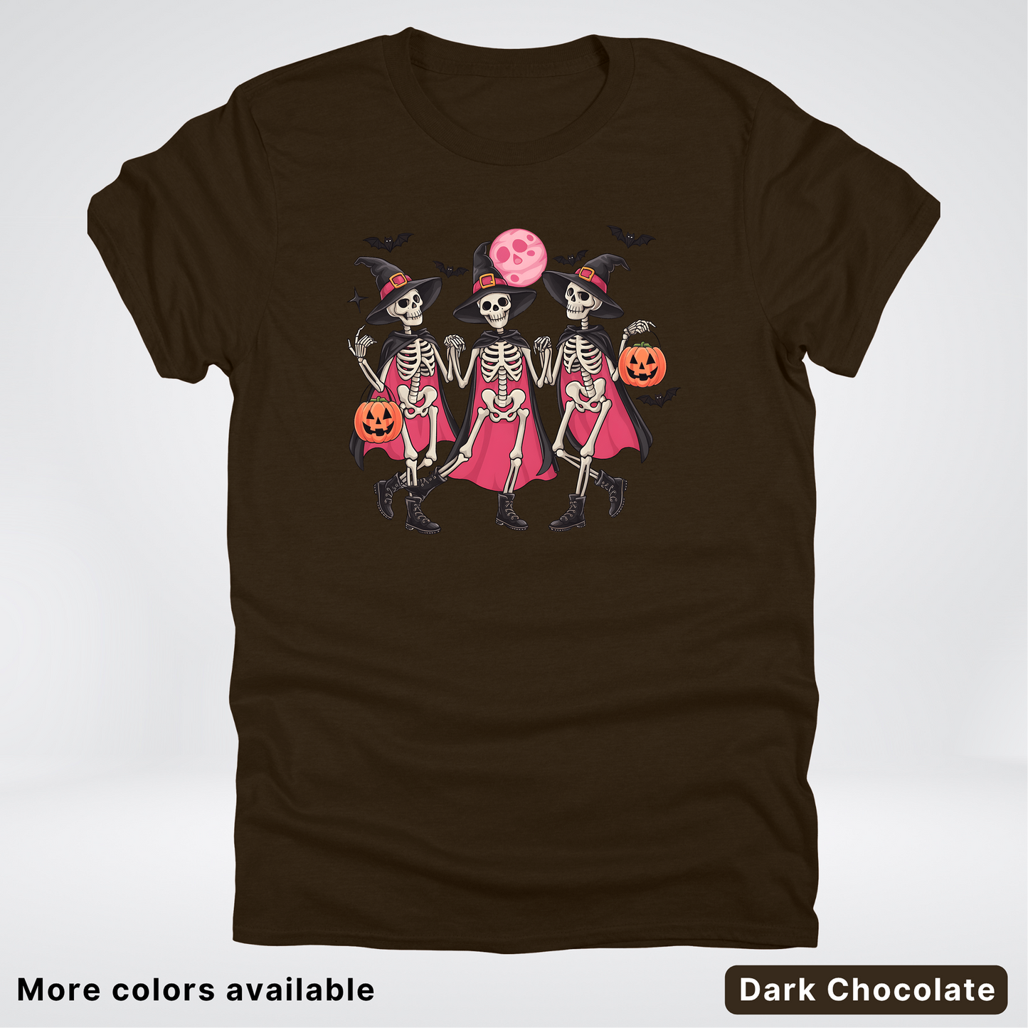 Skeleton Pink Out Witches Dancing Halloween - T-Shirt