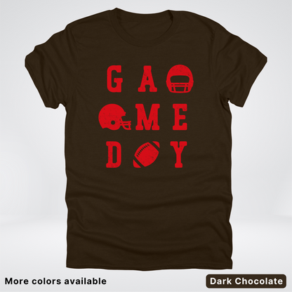 Game Day Football 3 x 3 - Red Design - T-Shirt