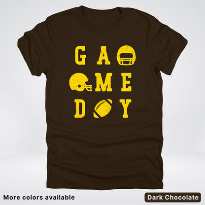 Game Day Football 3 x 3 - Gold Design - T-Shirt
