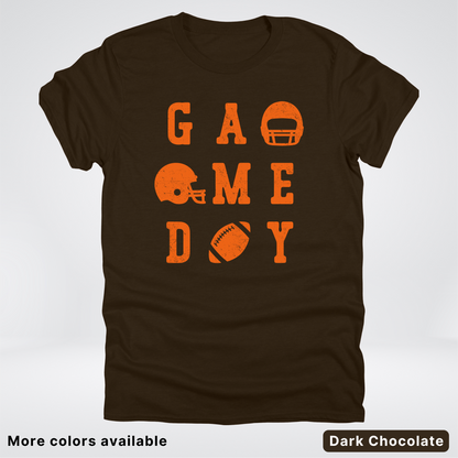 Game Day Football 3 x 3 – Orange Design  – T-Shirt