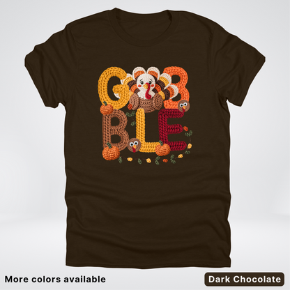 Turkey Gobble Pumpkin Fall Crochet - T-Shirts