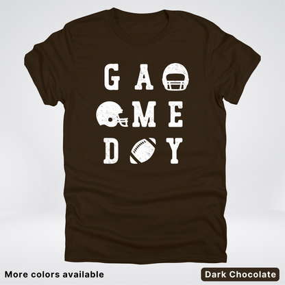 Game Day Football 3 x 3  – White Design  – T-Shirt