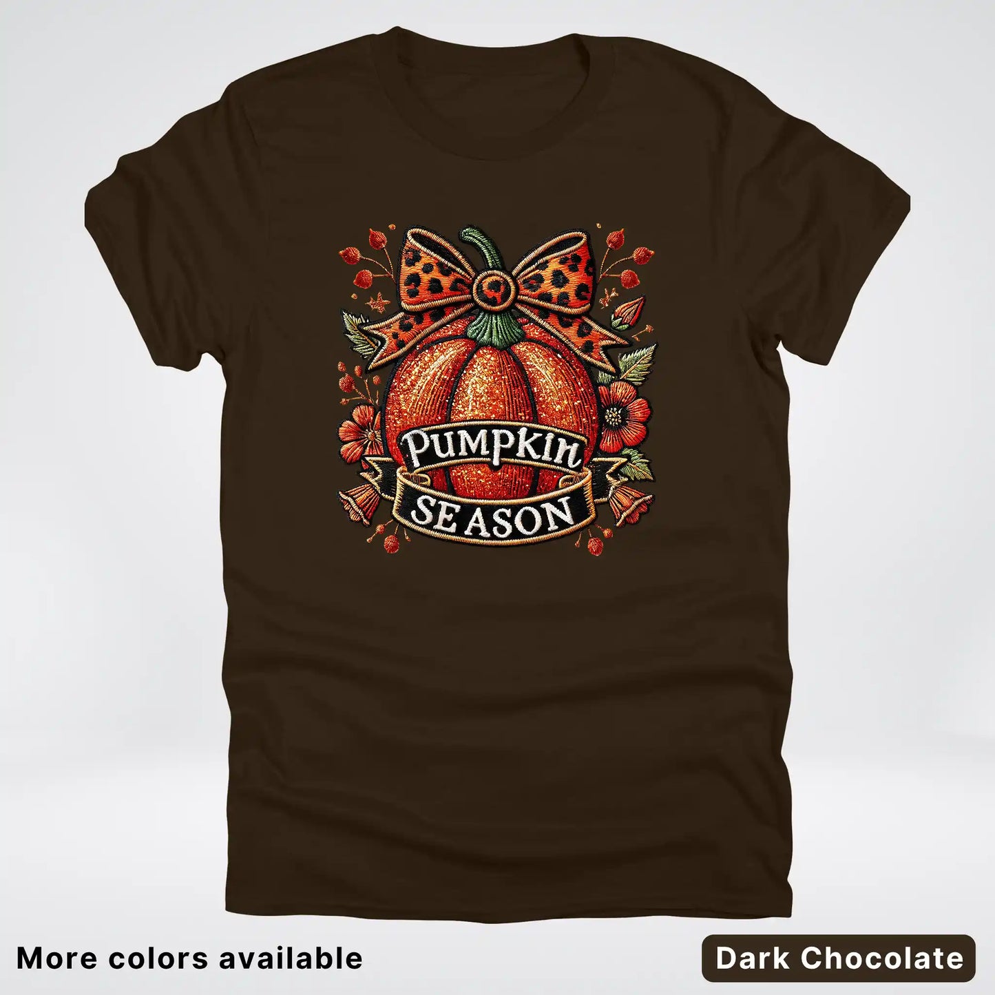 Pumpkin Season Leopard Print Bow Fall Autumn  - T-Shirts