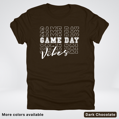 Game Day Vibes Stacked - White Design - T-Shirt