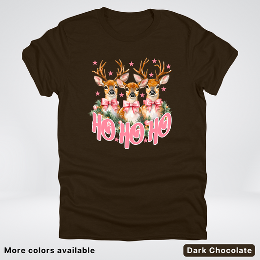 Ho Ho Ho Pink Deer Trio - T-Shirt