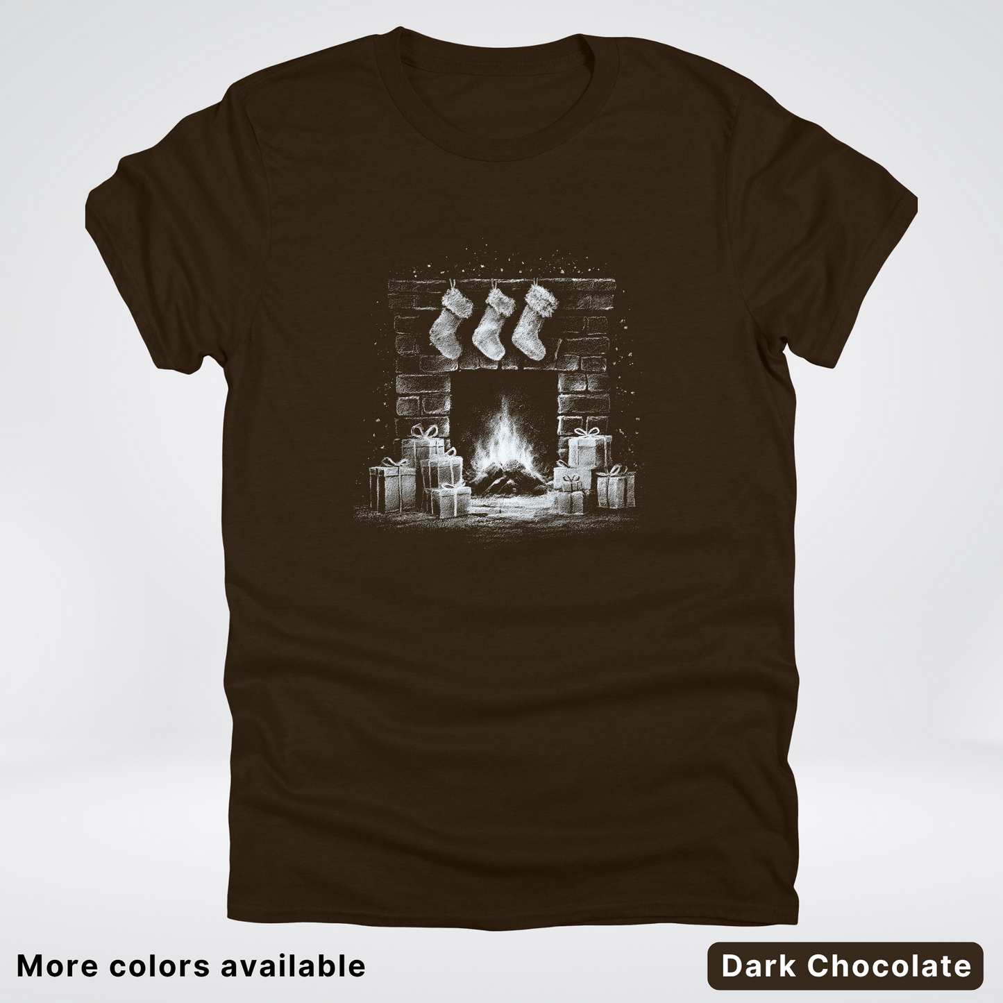 Vintage Christmas Fireplace Scene - T-Shirt