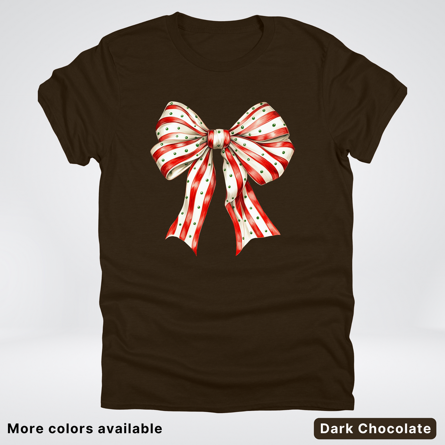 Peppermint Stripe Christmas Bow - T-Shirt