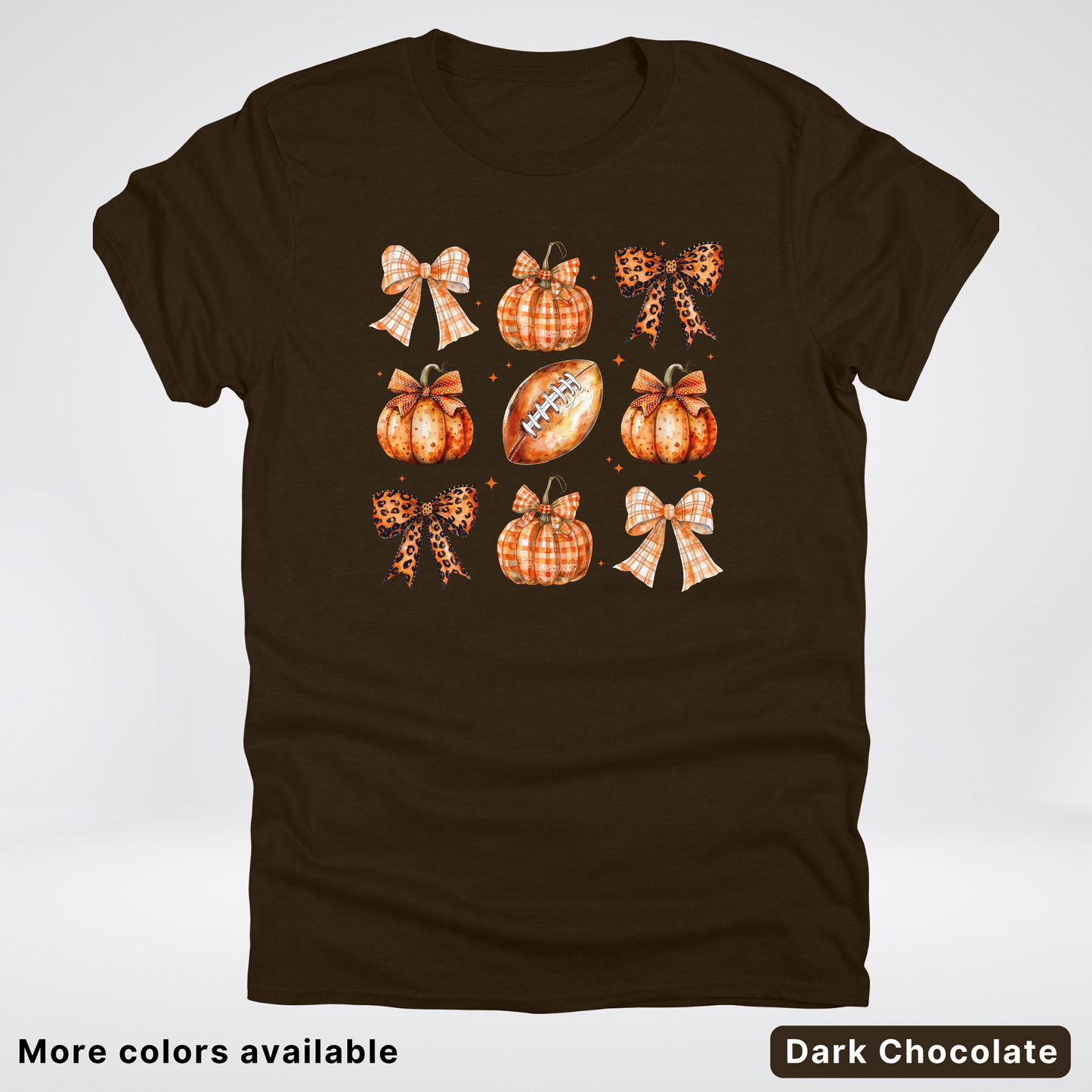 Football Coquette Ribbon Bow Plaid Pumpkin Fall - T-Shirt