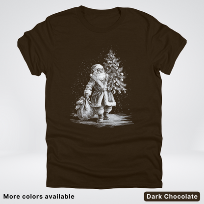 Vintage Santa with Christmas Tree - T-Shirt