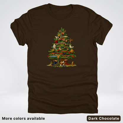 Woodland Critters Christmas Tree Hook Yard Faux - T-Shirt