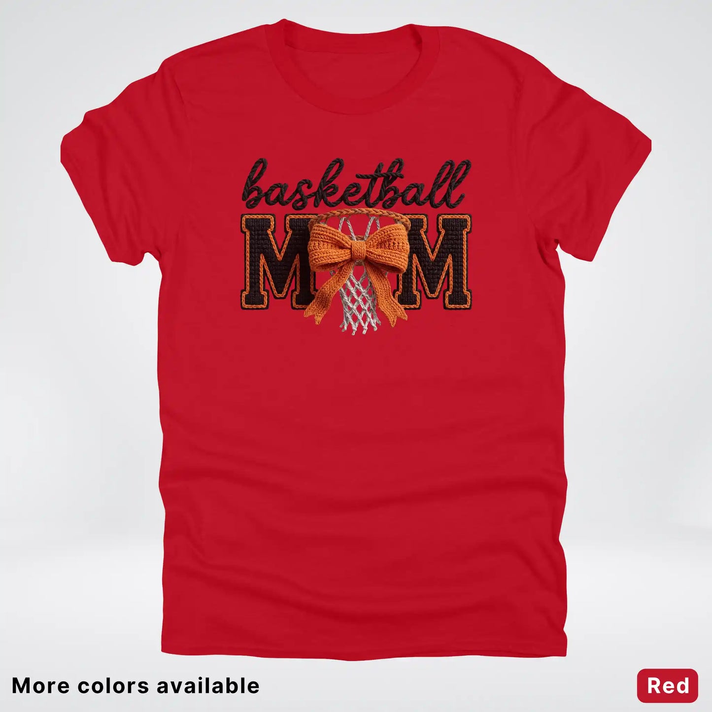 Basketball Mom – Faux Crochet Bow Basketball Graphic T-Shirt